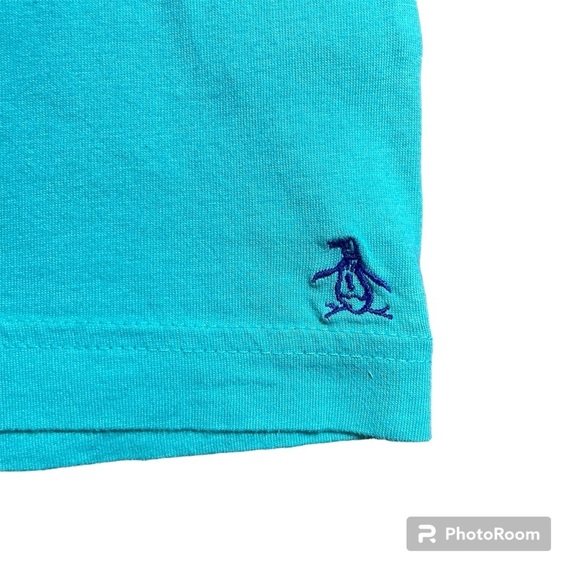 An Original Penguin by Munsing Wear Tee T-shirt Bright Aqua Short Sleeve Stripe - Picture 2 of 7
